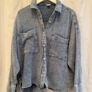 Magaschoni Blue and White Textured Shirt